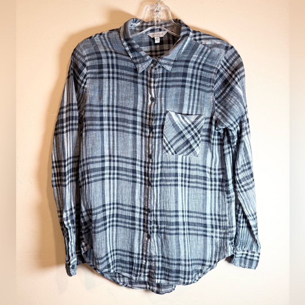 Lucky Brand plaid gauze button down S